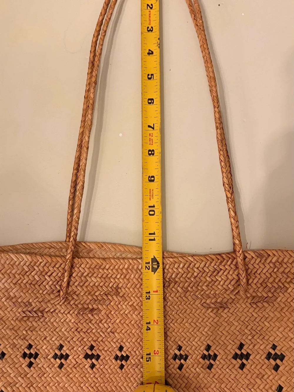 Vintage Woven Straw Shoulder Bag: Red & Black Geometric Design
